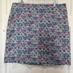 Talbots Stretch Skirt 16 Geometric Groovy Purple Print Pockets